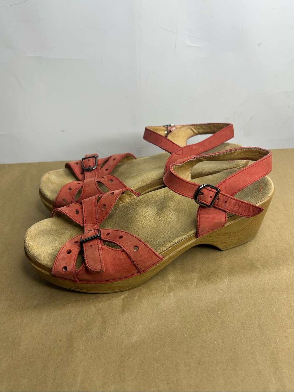 Dansko Sissy Wooden Wedge Sandals Size 38 (7.5-8)